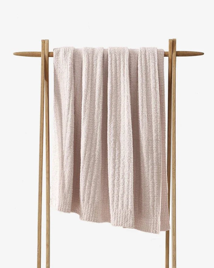 Solid Cloud Gray, Blush, Taupe, Sage and Off White Ribbed Lightweight Throw - The Rug Decor