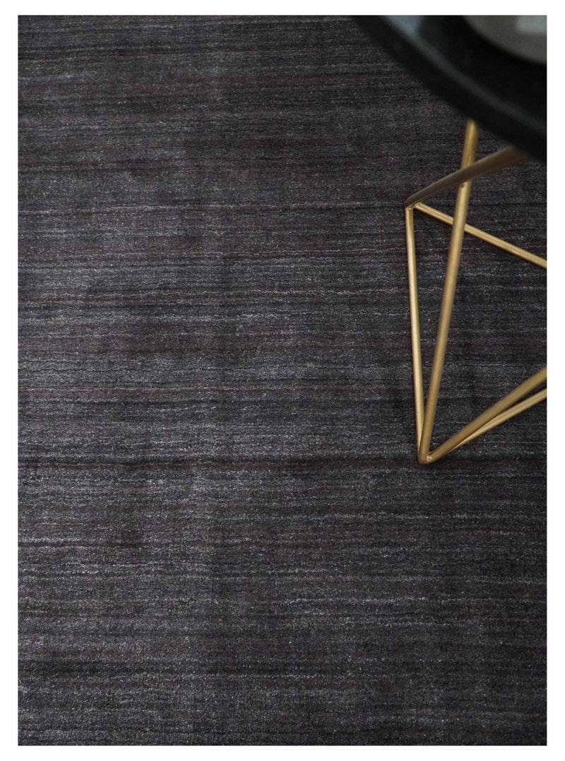 Solid Dark Purple Scandinavian 5x7 Blended Wool Flatwoven Area Rug, Dinning, Kids Rug | HL38 - The Rug Decor