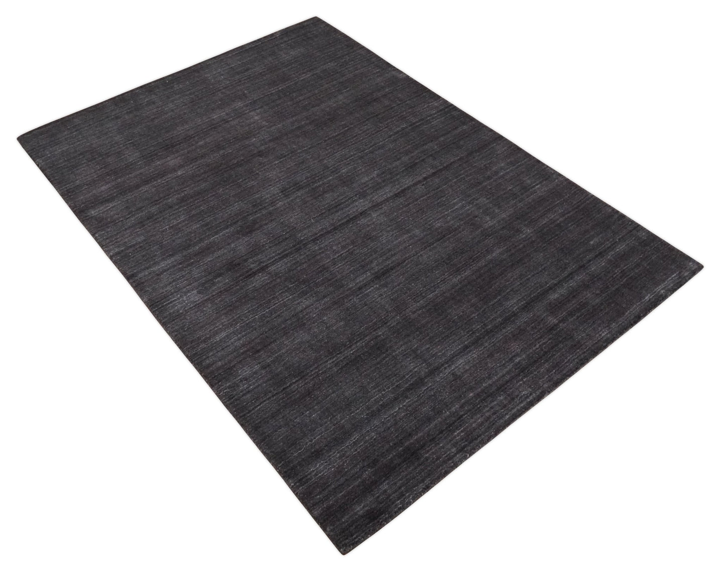 Solid Dark Purple Scandinavian 5x7 Blended Wool Flatwoven Area Rug, Dinning, Kids Rug | HL38 - The Rug Decor