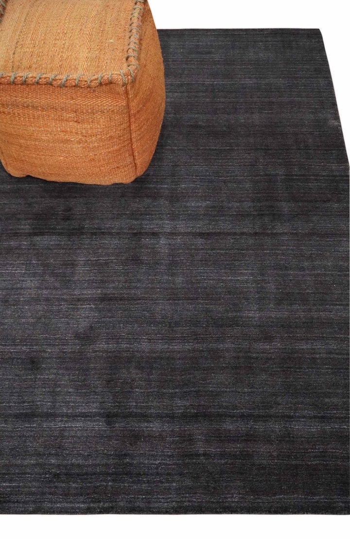 Solid Dark Purple Scandinavian 5x7 Blended Wool Flatwoven Area Rug, Dinning, Kids Rug | HL38 - The Rug Decor