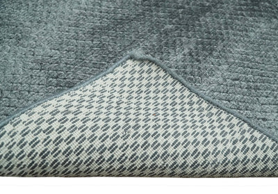 Solid Gray 2x3 Modern Geometrical Cross diamond design Hand Made art silk Area Rug | N2223 - The Rug Decor