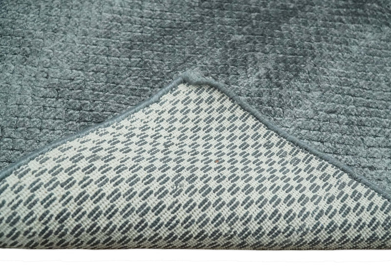Solid Gray 2x3 Modern Geometrical Cross diamond design Hand Made art silk Area Rug | N2223 - The Rug Decor