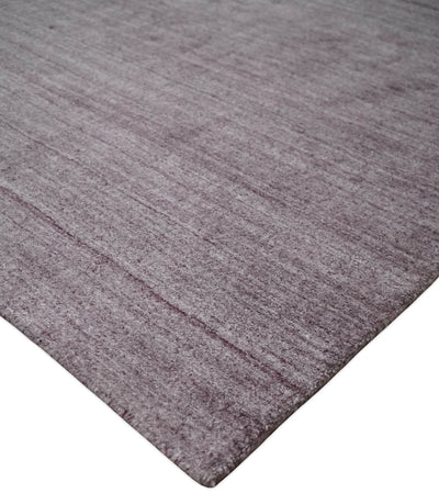 Solid Lavender Purple Scandinavian 5x7 Blended Wool Flatwoven Area Rug | HL12 - The Rug Decor
