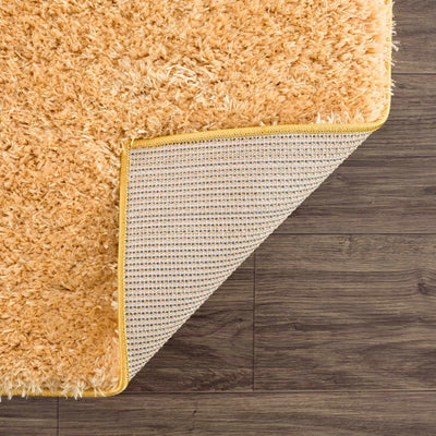 Solid Machine Woven Peach Gold Plush wool area rug - The Rug Decor