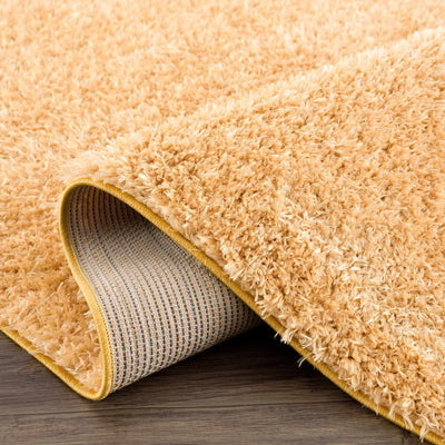 Solid Machine Woven Peach Gold Plush wool area rug - The Rug Decor