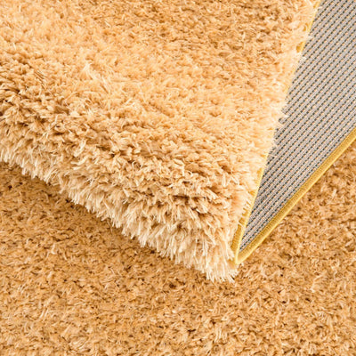 Solid Machine Woven Peach Gold Plush wool area rug - The Rug Decor