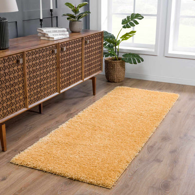 Solid Machine Woven Peach Gold Plush wool area rug - The Rug Decor