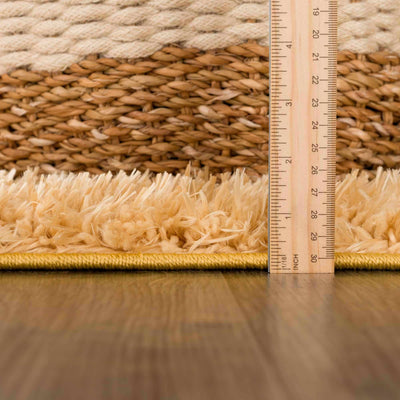 Solid Machine Woven Peach Gold Plush wool area rug - The Rug Decor