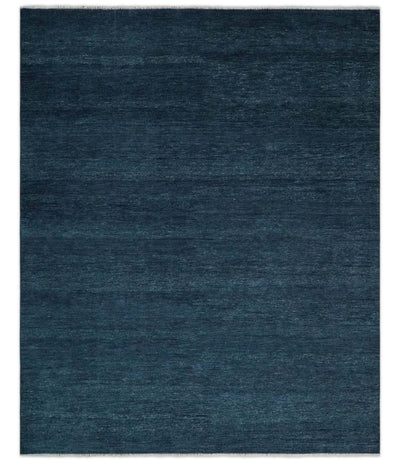 Solid Midnight Blue Hand knotted Modern 8x10 wool Area Rug - The Rug Decor