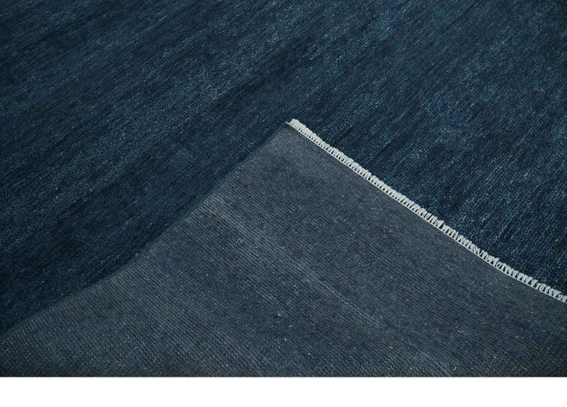 Solid Midnight Blue Hand knotted Modern 8x10 wool Area Rug - The Rug Decor