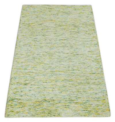Solid Moss Greeen Ivory and Gold Abstract Hand Tufted 2x3, 3x5, 5x8, 6x9, 8x10 and 9x12 Natural Wool Area Rug | UL58 - The Rug Decor