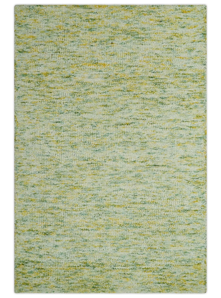Solid Moss Greeen Ivory and Gold Abstract Hand Tufted 2x3, 3x5, 5x8, 6x9, 8x10 and 9x12 Natural Wool Area Rug | UL58 - The Rug Decor