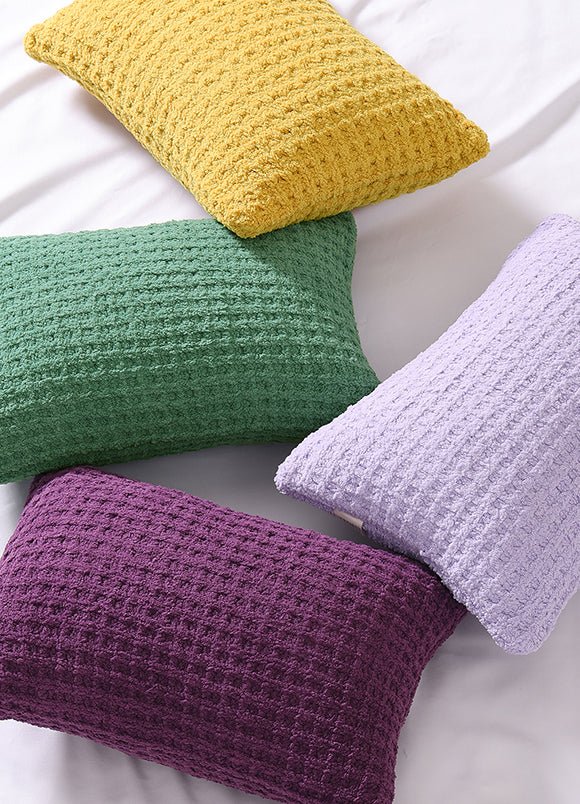 Solid Multi Color Crocheted Snug Waffle Mini Pillow - The Rug Decor