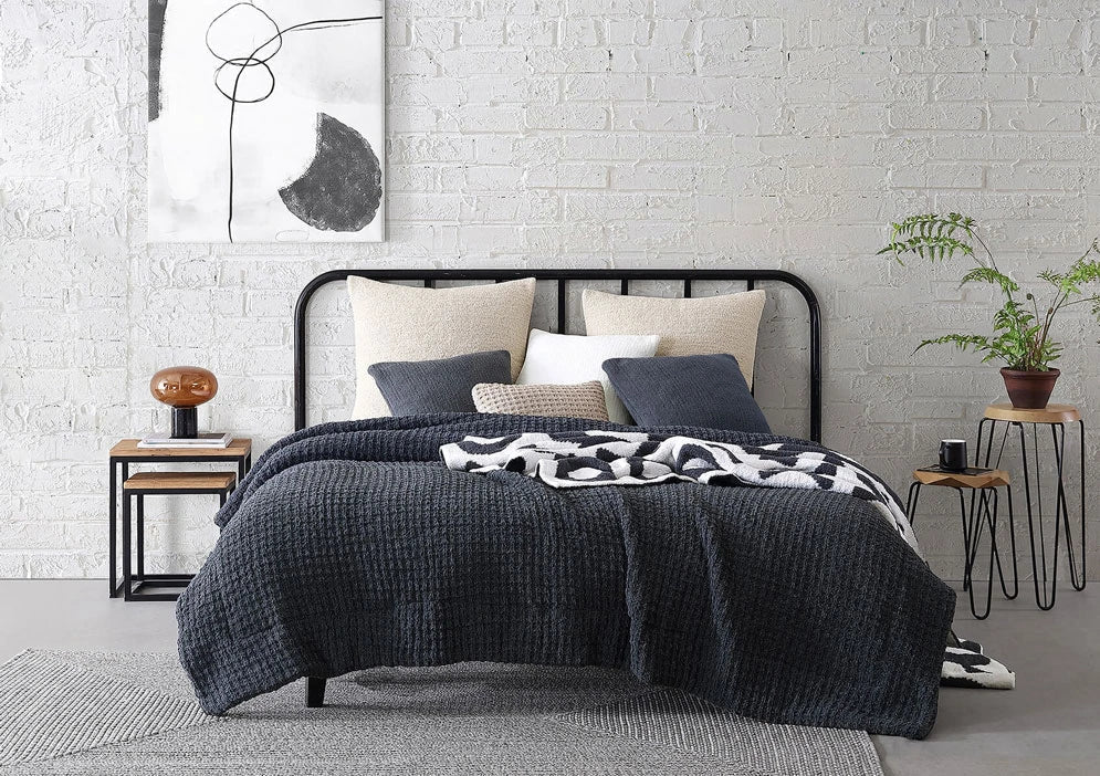 Solid Multi Color Crocheted Snug Waffle Mini Pillow - The Rug Decor