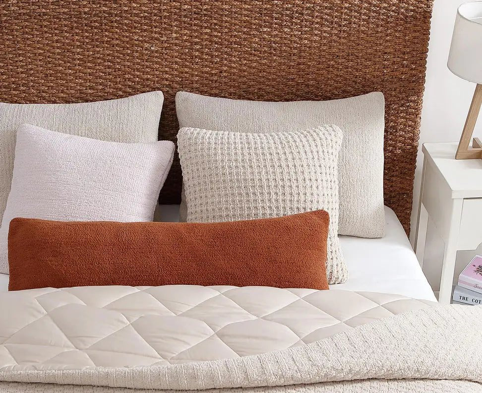 Solid Multi Color Crocheted Snug Waffle Throw Pillow - The Rug Decor