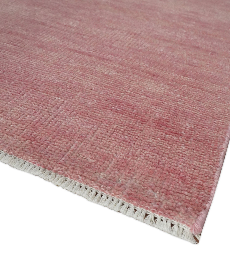 Solid Pink 8x10 Modern Contemporary Hand knotted wool Area Rug - The Rug Decor