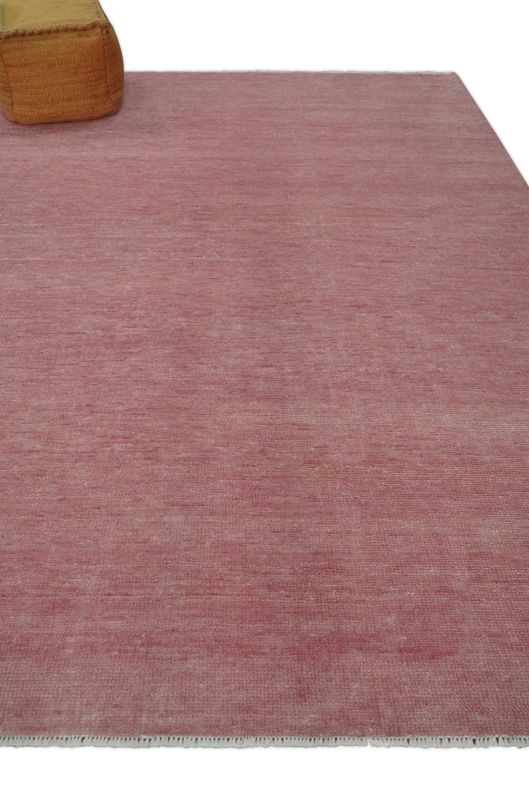 Solid Pink 8x10 Modern Contemporary Hand knotted wool Area Rug - The Rug Decor