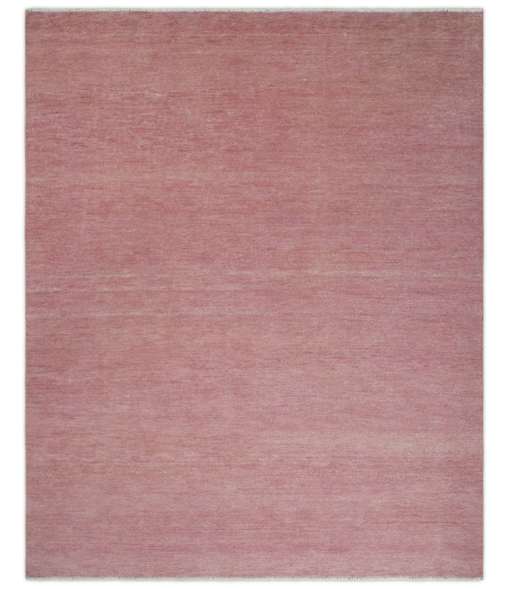 Solid Pink 8x10 Modern Contemporary Hand knotted wool Area Rug - The Rug Decor