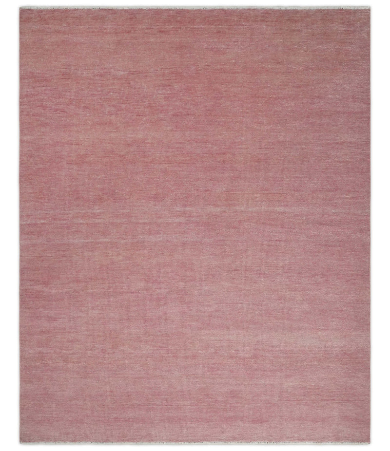 Solid Pink 8x10 Modern Contemporary Hand knotted wool Area Rug - The Rug Decor