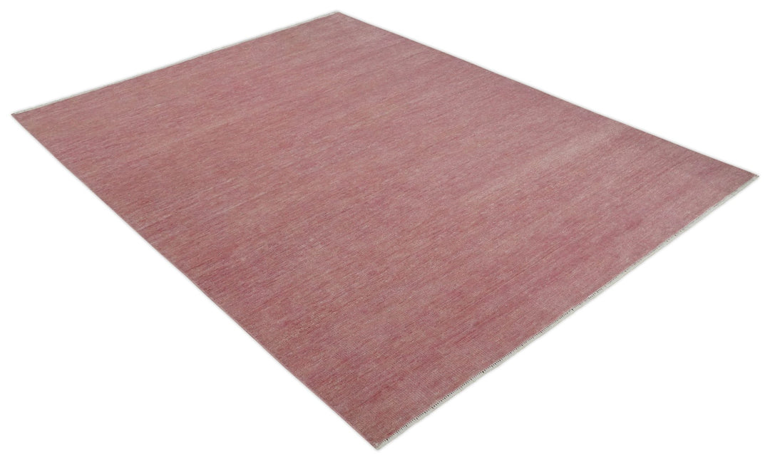 Solid Pink 8x10 Modern Contemporary Hand knotted wool Area Rug - The Rug Decor