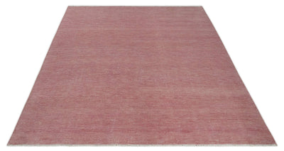 Solid Pink 8x10 Modern Contemporary Hand knotted wool Area Rug - The Rug Decor