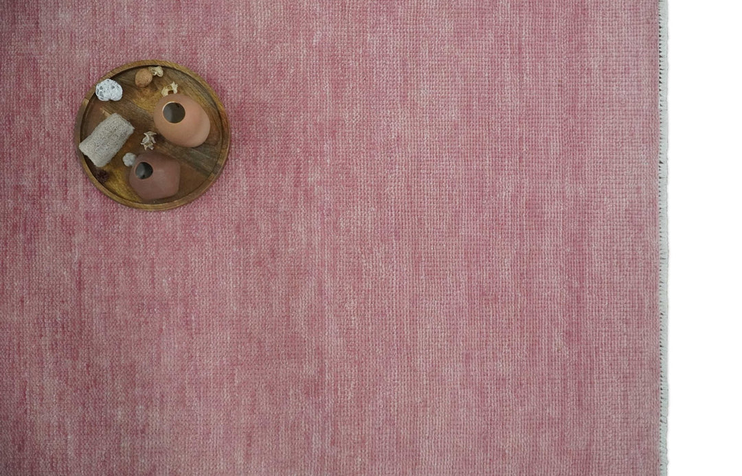 Solid Pink 8x10 Modern Contemporary Hand knotted wool Area Rug - The Rug Decor