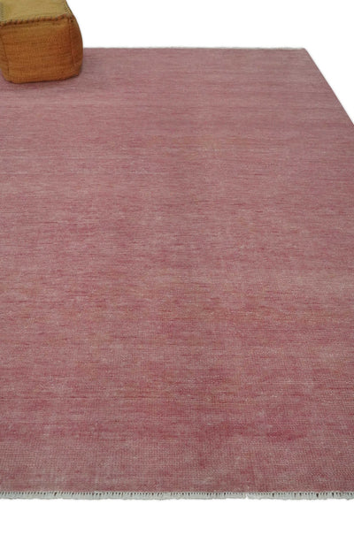 Solid Pink Custom Made Modern Contemporary Hand knotted wool Area Rug - The Rug Decor