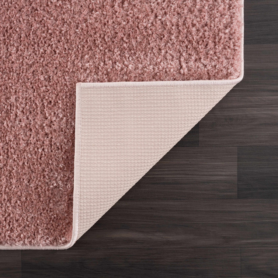 Solid Pink Peach Plush Pile contemporary Style Area Rug - The Rug Decor