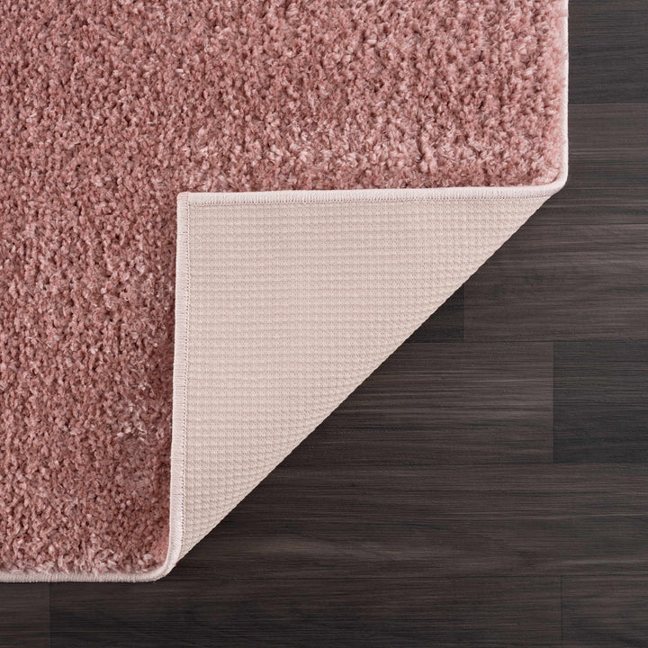 Solid Pink Peach Plush Pile contemporary Style Area Rug - The Rug Decor