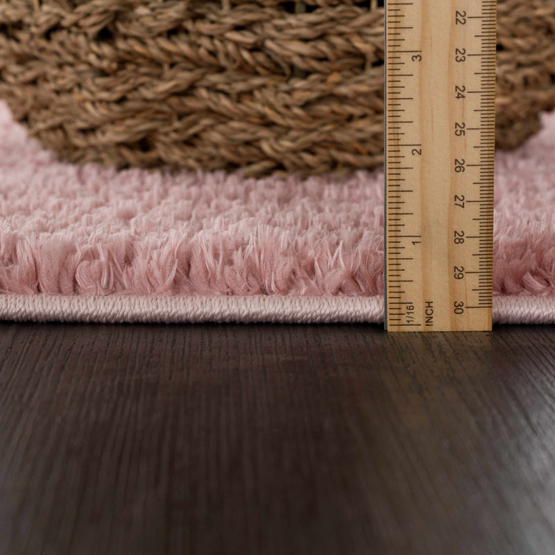 Solid Pink Peach Plush Pile contemporary Style Area Rug - The Rug Decor