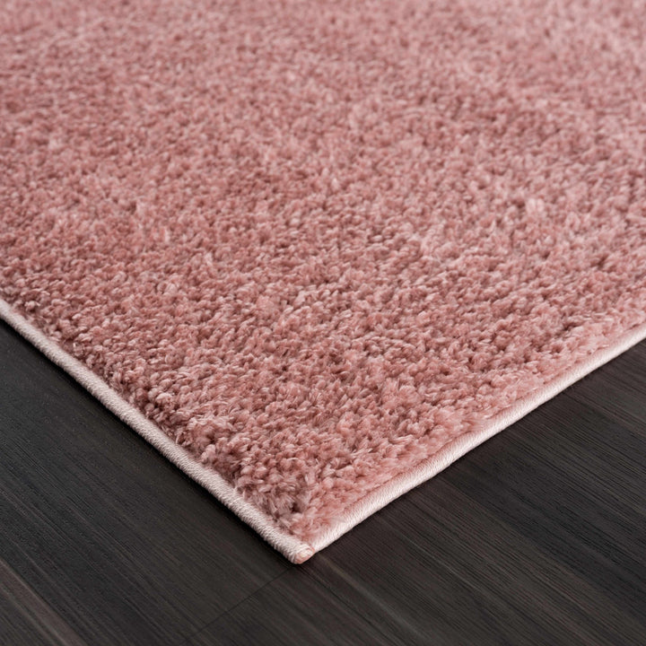 Solid Pink Peach Plush Pile contemporary Style Area Rug - The Rug Decor