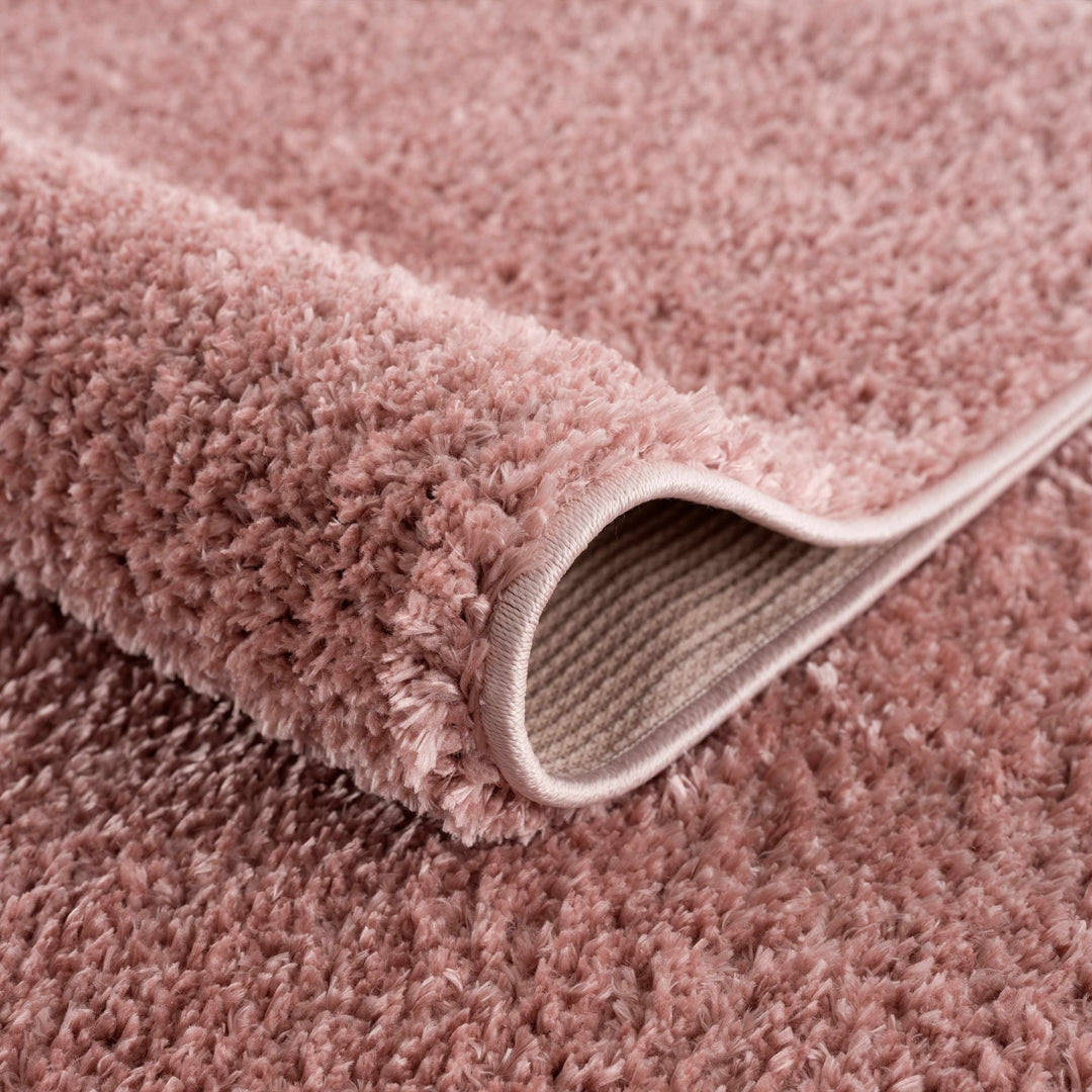 Solid Pink Peach Plush Pile contemporary Style Area Rug - The Rug Decor