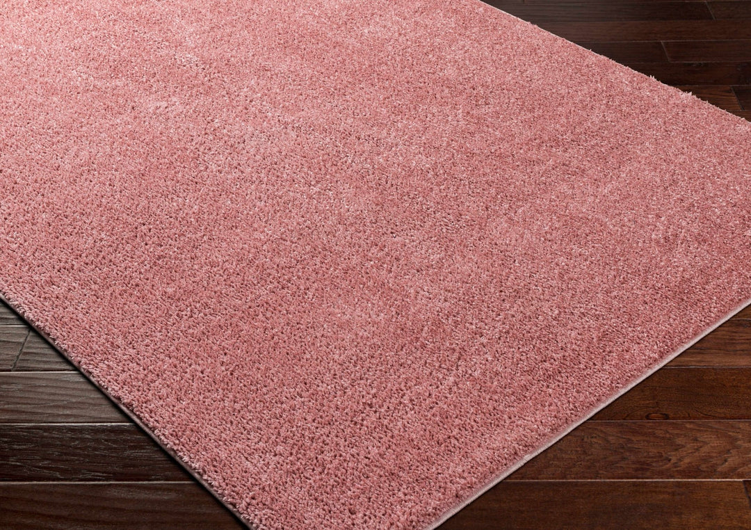 Solid Pink Peach Plush Pile contemporary Style Area Rug - The Rug Decor
