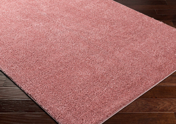 Solid Pink Peach Plush Pile contemporary Style Area Rug - The Rug Decor