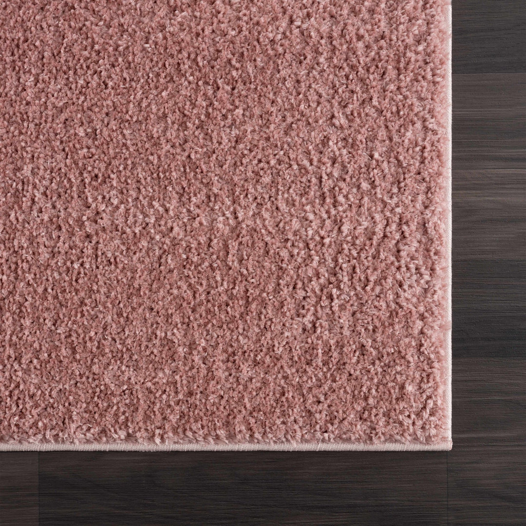Solid Pink Peach Plush Pile contemporary Style Area Rug - The Rug Decor