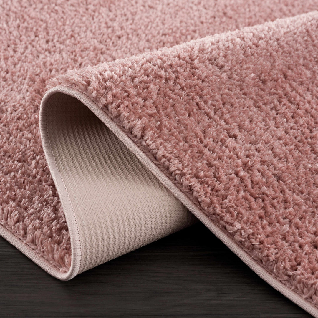 Solid Pink Peach Plush Pile contemporary Style Area Rug - The Rug Decor