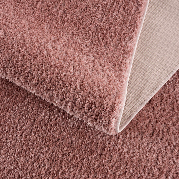 Solid Pink Peach Plush Pile contemporary Style Area Rug - The Rug Decor
