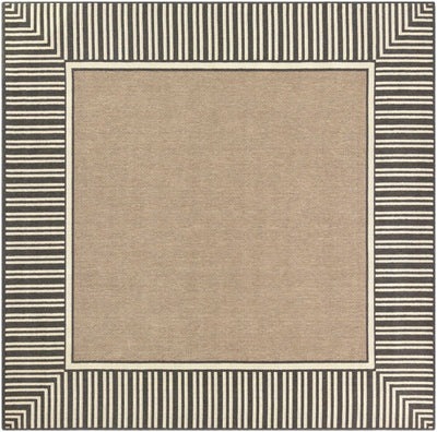 Solid Plan Tan, Charcoal and Ivory Modern Stripes Design Outdoor Safe Area Rug - The Rug Decor