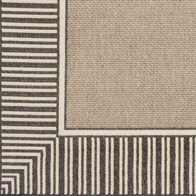 Solid Plan Tan, Charcoal and Ivory Modern Stripes Design Outdoor Safe Area Rug - The Rug Decor