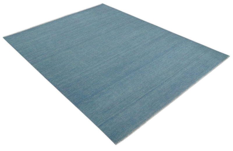 Solid Plane Blue 8x10 Modern Hand knotted wool Area Rug - The Rug Decor