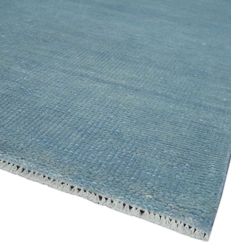 Solid Plane Blue 8x10 Modern Hand knotted wool Area Rug - The Rug Decor