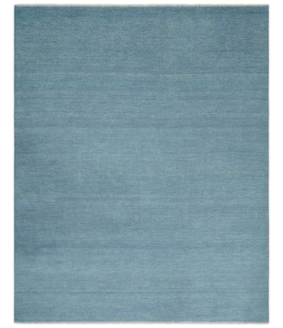 Solid Plane Blue Custom Made Modern Hand knotted wool Area Rug - The Rug Decor