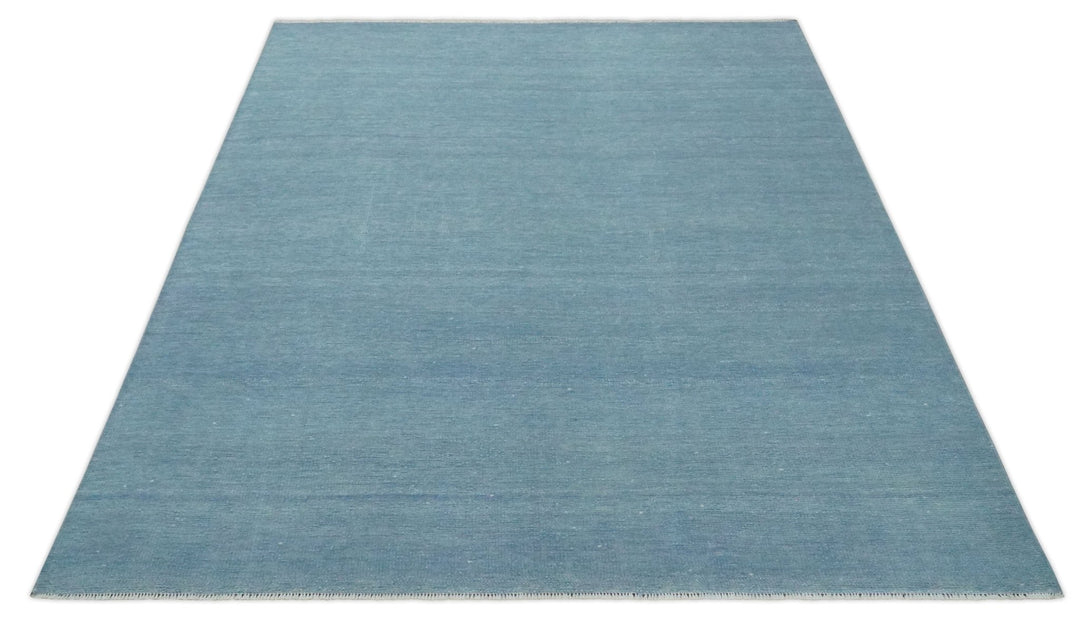 Solid Plane Blue Custom Made Modern Hand knotted wool Area Rug - The Rug Decor
