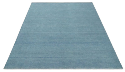Solid Plane Blue Custom Made Modern Hand knotted wool Area Rug - The Rug Decor