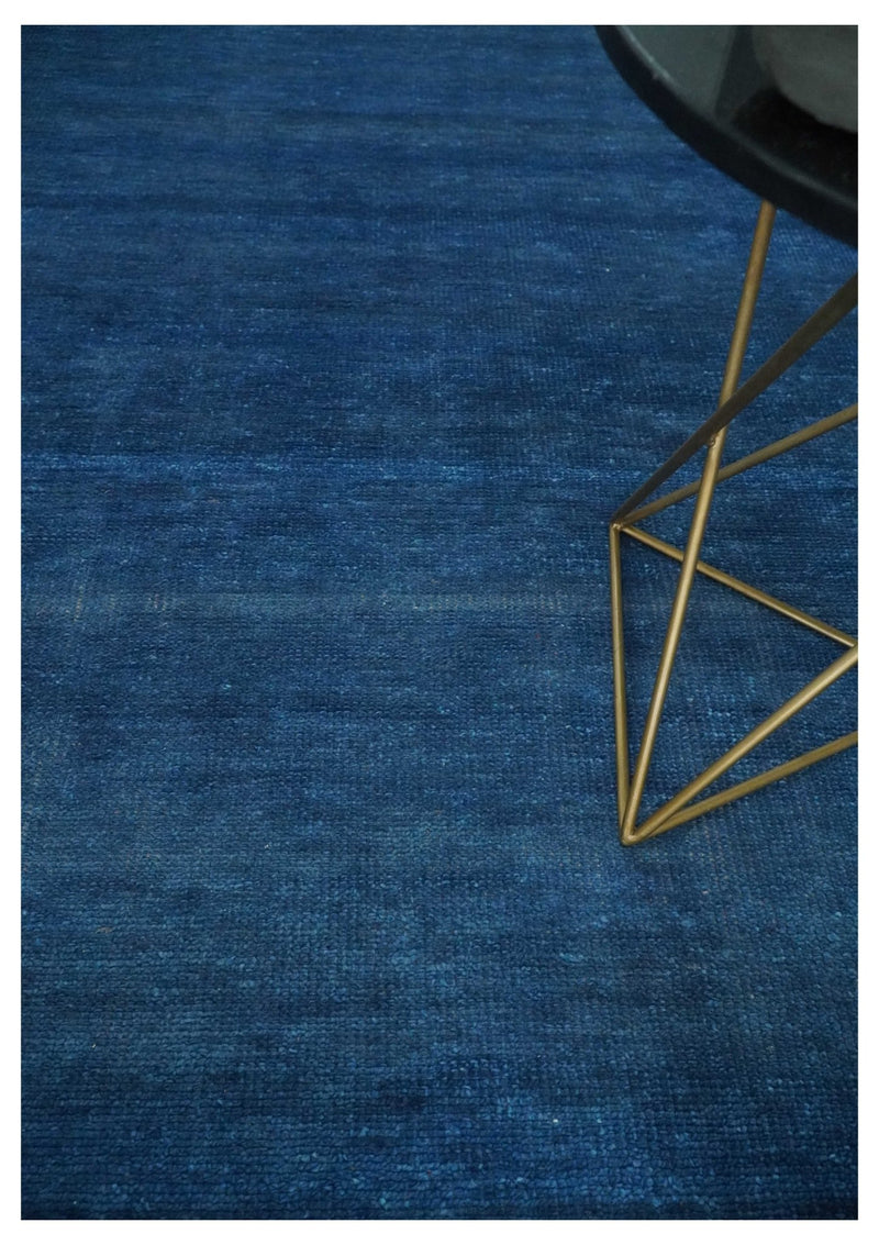 Solid Plane Blue Hand knotted Contemporary Custom Made wool Area Rug - The Rug Decor