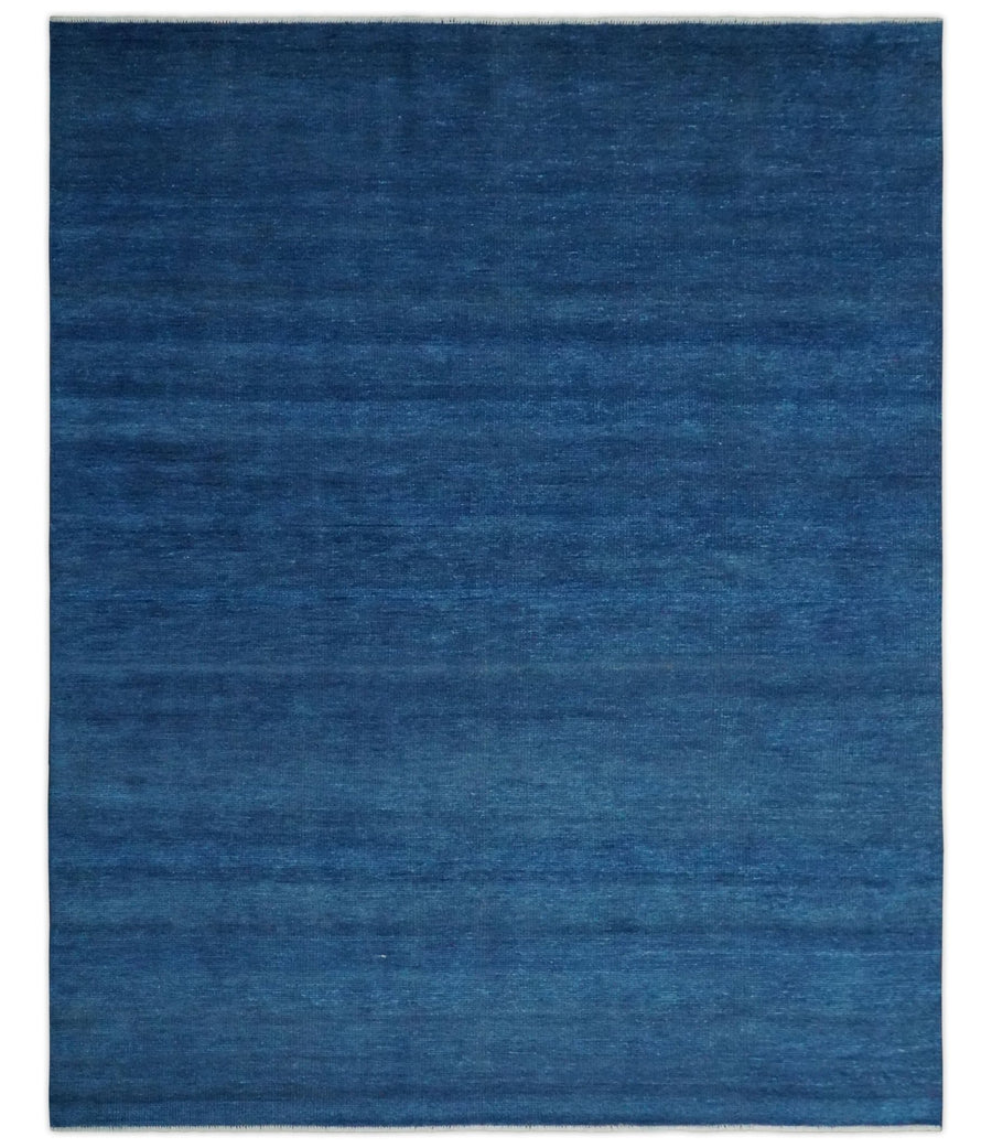 Solid Plane Blue Hand knotted Contemporary Custom Made wool Area Rug - The Rug Decor