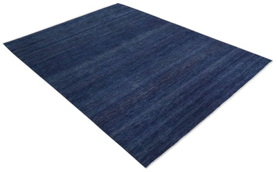 Solid Plane Blue Hand knotted Modern 8x10 wool Area Rug - The Rug Decor