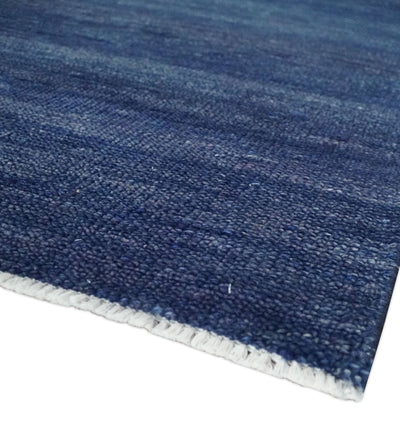 Solid Plane Blue Hand knotted Modern 8x10 wool Area Rug - The Rug Decor
