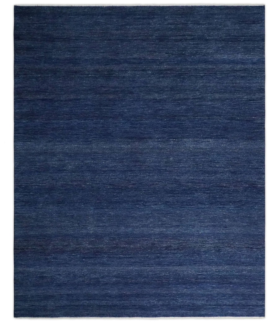 Solid Plane Blue Hand knotted Modern Custom Made wool Area Rug - The Rug Decor