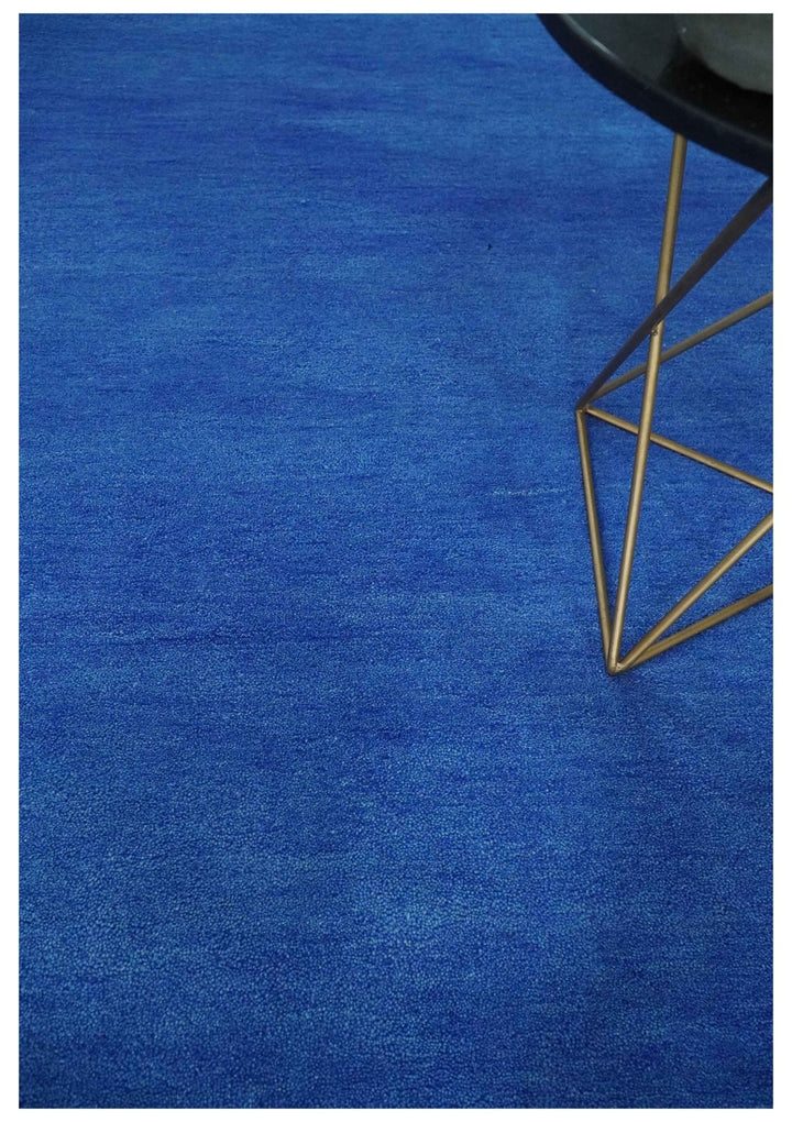 Solid Plane Blue Woolen Hand Tufted Multi Size Southwestern Gabbeh wool area Rug - The Rug Decor